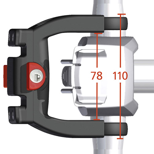 Lenker Adapter E mit Schloss, zusätzlich zum (Bosch) e-Bike Display montierbar Ø 22-26mm, Ø 31,8mm